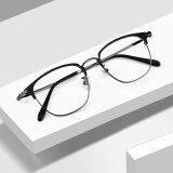 依视路（ESSILOR） 【配镜套餐】眼镜新款男女眼镜框 商务时尚多款可选配光学镜 钛架-全框-OF005-黑枪色 镜框+钻晶A4 1.60依视路非球面镜片