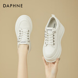 达芙妮厚底内增高板鞋女小白鞋2025春季新款女鞋运动休闲鞋女学生松糕鞋 白色 36