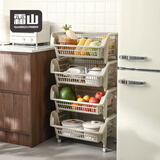 霜山斜口多层蔬菜篮收纳筐杂物整理筐储物筐厨房叠加置物架10kg 灰色4层(面宽54.5进深38高96cm)