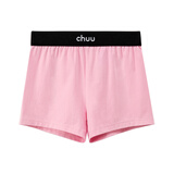 CHUU撞色拼接松紧腰防走光打底裤女士夏季新款修身外穿短裤子 粉色 均码