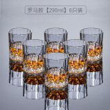 威士忌酒杯家用欧式水晶玻璃洋酒杯酒吧创意钻石八角啤酒杯酒具套装 罗马款290ml 6支装