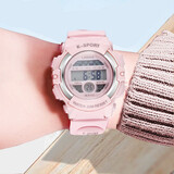 LASIKA儿童手表学生小孩防水女孩粉色夜光闹钟男孩电子表女孩多功能男童 粉红色