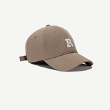 目丸棒球帽女2025新款春夏季百搭显脸小大头围字母刺绣弯檐鸭舌帽男女 浅卡其R标款 均码 一般都能戴(54-59cm)