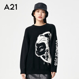 A21针织衫官方2023秋冬新品小个子宽松洋气毛衣女花仙子百搭宽松 黑色 L