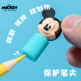 迪士尼(Disney)铅笔笔帽3个装 硅胶铅笔套/铅笔延长器 可爱卡通小学生铅笔盖 米奇系列 蓝色E0301M1