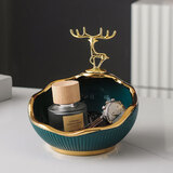 帕美居欧式装饰陶瓷工艺品酒柜玄关电视柜轻奢钥匙收纳摆件乔迁新居礼物 绿描金收纳