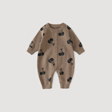 巴厘小猪（BALIPIG）婴儿秋装外出服男女宝针织连体衣冬季保暖加厚毛衣纯棉宝宝连体衣 咖色 73cm