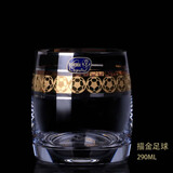 BOHEMIA Crystal捷克进口无铅水晶水杯描金洋酒杯子啤酒杯玻璃茶杯高端威士忌酒杯 290ML描金世界杯·水晶水杯