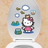 吉朵芸马桶贴浴室卫生间厕所可爱防水马桶盖贴装饰自粘坐便贴画墙纸壁画 凯缇猫