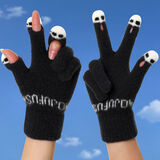 毕菲索手套女冬季可爱保暖儿童手套漏指学生写字触屏手套针织毛线手套男