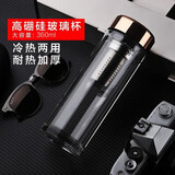 小雨点玻璃杯大容量加厚双层茶水杯子便携旅行直身玻璃泡茶杯 双层玻璃杯黄金色盖片