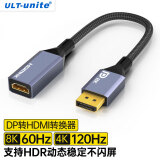 ULT-unite DP1.4转HDMI2.1转换器8K高清DisplayPort公对母视频转接头台式机显卡电脑投影显示器连接线0.2米