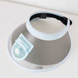 目丸儿童遮阳帽夏季男孩空顶帽宝宝防紫外线风扇帽男童防晒帽太阳帽子 蓝色 2#13CM带风扇