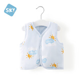 舒贝怡儿童马甲加厚保暖婴儿新年衣服可爱上衣背心坎肩外套 浅蓝90CM