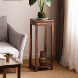 山之林实木花架胡桃木新中式家用客厅阳台仿古花几室内置物架盆景架整装 扶光花架【中号80】【顺丰入户】