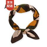 安妮洁欣 丝巾女新款时尚简约撞色百搭复古小方巾女雪纺围巾职业领巾