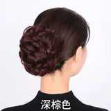 卷尾猴逼真假发抓夹大号发圈盘头发女短发盘发器花苞蓬松头花发夹 【气质假发抓夹】深棕色