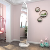布沙穿衣镜全身落地镜家用客厅现代简约移动旋转多功能立式试衣镜子 椭圆旋转-白色 长镜
