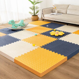 布迪思加厚拼接泡沫垫子铺地垫儿童爬行积木爬爬垫婴儿防摔减震隔音家用 白+橙色+藏青【母婴级 送边条】 60*60*2.5cm特厚（10片）