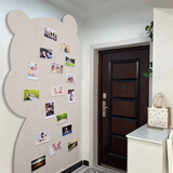 杏双可移除可爱熊毛毡板墙贴照片墙幼儿园墙面装饰软木板公告栏 60*120cm浅驼 可爱熊毛毡板-朝左