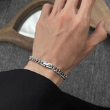 银瑜 古巴链手链男士嘻哈冷淡风简约潮酷情侣手饰夏成年礼物送男友 粗款钛钢手链（延长链款）