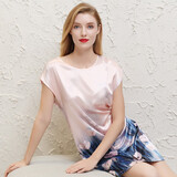 达芬奇密码加肥加大码睡衣女士无袖宽松冰丝绸睡裙胖mm孕妇妈妈睡衣女中老年 梦幻花海