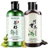 米女尼何首乌亮泽滋润洗发水黑发洗发露中药草本养发液男女滋养洗发水 何首乌洗发水+茶籽洗发水