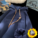 宾迪肯（BINDIKEN）600g美式重磅卫衣男装秋冬季潮牌青少年连帽学生日系外套2025新款 A422-1-JF1004藏青色（加绒加厚） 3XL （180-220斤）