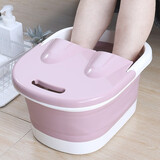 北杉（BEiSHAN） 泡脚桶折叠足浴盆足浴桶家用带滚轮高脚洗脚盆泡脚盆手提洗脚桶 可折叠带盖洗脚盆（少女粉）