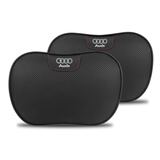 宽正汽车头枕真皮适用于奥迪Q7 A4L A6L Q5L Q3 车载腰靠垫套装护颈枕 奥迪头枕【黑色一对】