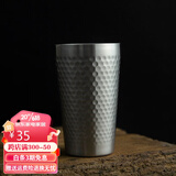 和风四季304不锈钢杯子双层家用水杯酒店锤纹杯单层速冷杯啤酒杯餐厅茶杯 原色加大号304双层锤目纹杯 450ml