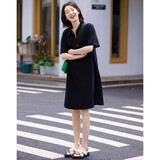 德玛纳【华夫格裙】夏款Polo领拉链短袖华夫格连衣裙