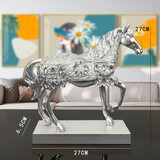 居苒陈设欧式马摆件家居客厅酒柜卧室装饰品创意办公室摆设工艺品开业礼品 银色白钻平步青云