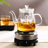 禾艾苏（heisou） 高硼硅耐热玻璃茶壶功夫茶具智能恒温热水壶煮茶炉家用泡茶器 圆肚蒸茶壶700ml+电热炉