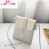 手机零钱包夏季竖款小方包小鹿单肩斜挎包女式小包包 迷你手机包jcg 灰色【T099】撞色小鹿包