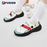 斐乐（FILA）FUSION斐乐玛丽珍凉鞋女鞋新款凉拖魔术贴海螺沙滩鞋 雪白/港灰绿-SH 37.5