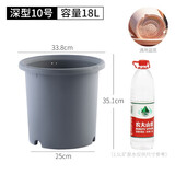 爱丽思（IRIS）花瓶彩色Deepot圆形月季铁线莲花盆园艺批发树脂花盆塑料盆 10号简约灰（带盆托） 深型