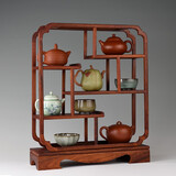 从简花梨木茶具博古架桌面收纳架置物架小号实木紫砂壶茶杯摆件展示架 九州四海博古架：39*13*47cm