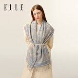 ELLE【礼盒装】100%绵羊毛围巾女秋冬礼物保暖时尚提花围脖披肩