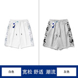 NASALIKE官方短裤夏季男宽松美式休闲运动五分裤情侣中裤棉质外穿男士裤子 白色+灰色 XL