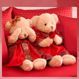 赟娅唐装熊压床娃娃一对结婚新款高档婚房抱枕送新人礼物 唐装熊磁铁一对（高度65cm）