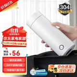 电热水杯迷你便携式大容量烧水壶宿舍加热水杯全自动保温烧水一体婴儿小型调奶保温杯家用旅行出差 0.4L 清新白  【五分钟速沸】快速烧水