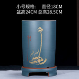 星棠紫砂花盆紫砂花盆直筒兰花盆陶瓷花盆兰花专用盆室内植物花 蓝色   直筒兰花盆小号价格 花盆