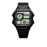 卡西欧（CASIO）男表小方块电子表 运动手表学生手表 多功能防水男士手表 小方表绿图胶带AE-1200WH-1B