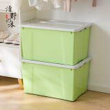 清野の木 衣物收纳箱塑料整理箱56L绿色 1个装 带轮