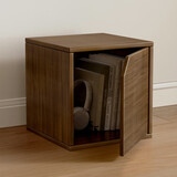 蔓斯菲尔（MSFE）书架落地自由组合格子柜收纳柜柜子储物柜置物架玻璃小书柜展示架 拉丝黑橡木带门30CM 【DIY自由组合搭配】