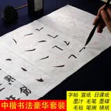 中宣堂（zhongxuantang） 楷书毛笔字帖入门临摹宣纸笔划偏旁大号楷书练习120张文房套装 豪华10件(加量字帖/米格/日课纸/笔墨毡碟/镇纸