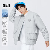 森马森马棉服男春秋季外套宽松三防科技感棒球领运动风衣多穿 浅灰20156 170/88A/M
