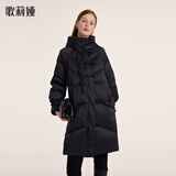 歌莉娅 新年红品羽绒服女款红色新中式盘扣鹅绒服外套1BNR8D200 00B黑色 L