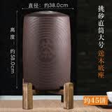 壶之歌 宜兴特大号紫砂茶叶罐原矿紫泥大码普洱茶缸粗陶密封通用存茶罐茶缸定制 45饼【时来运转】+实木底座